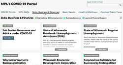 Screenshot of Milwaukee public library's COVID-19 focused portal