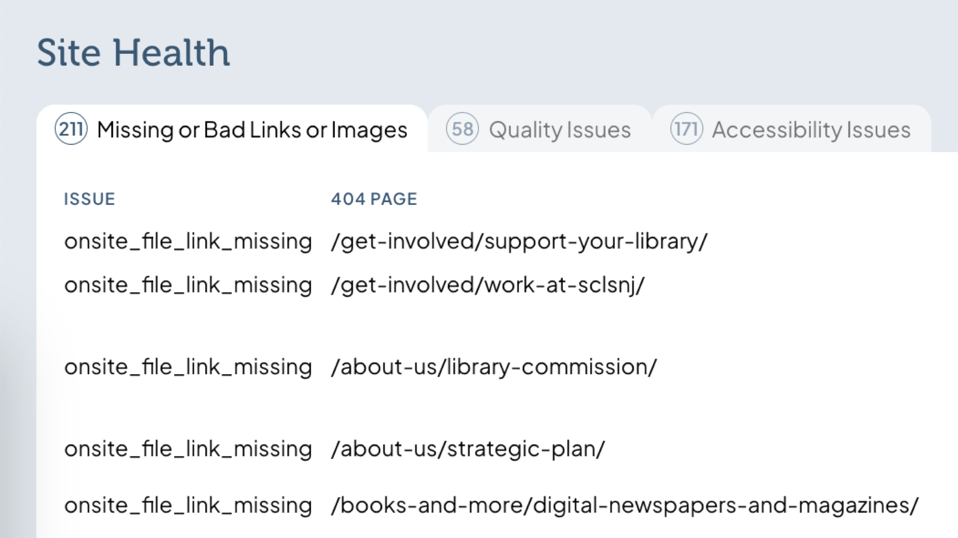 image representing the site-health-tracking tool.