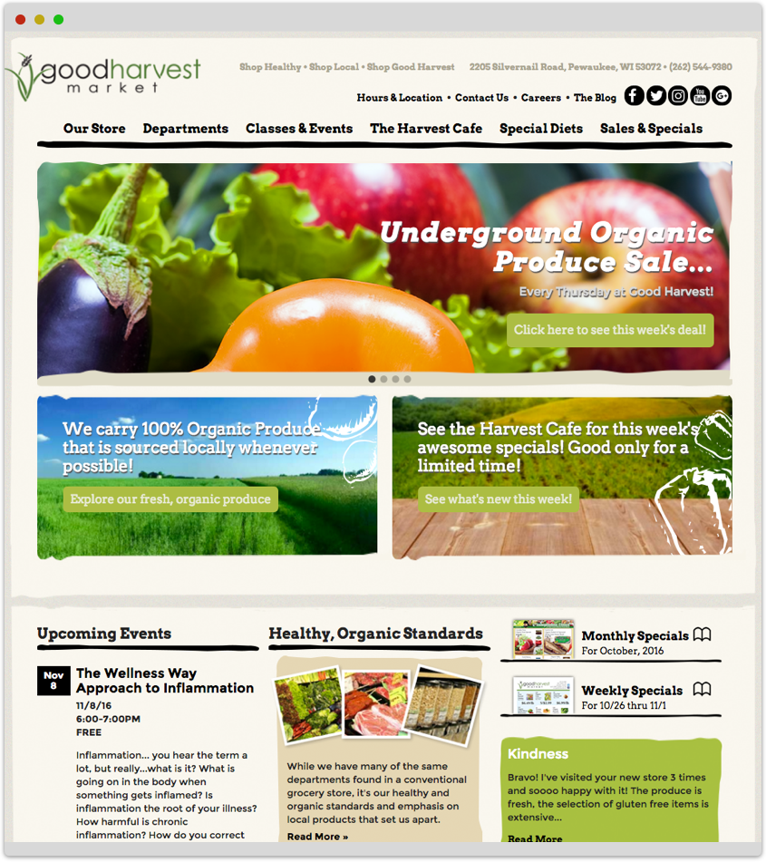 Screenshot of Good Harvest Market's home page