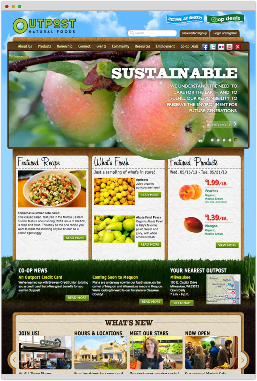screenshot of Outpost Natural Foods' home page