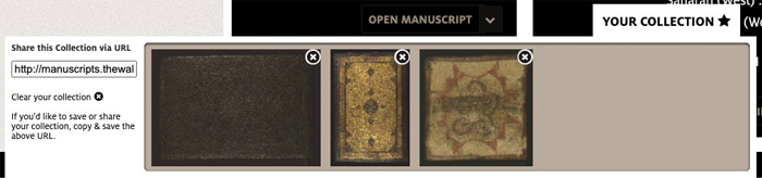 collections lagniapped, showing manuscripts and folios that have been saved