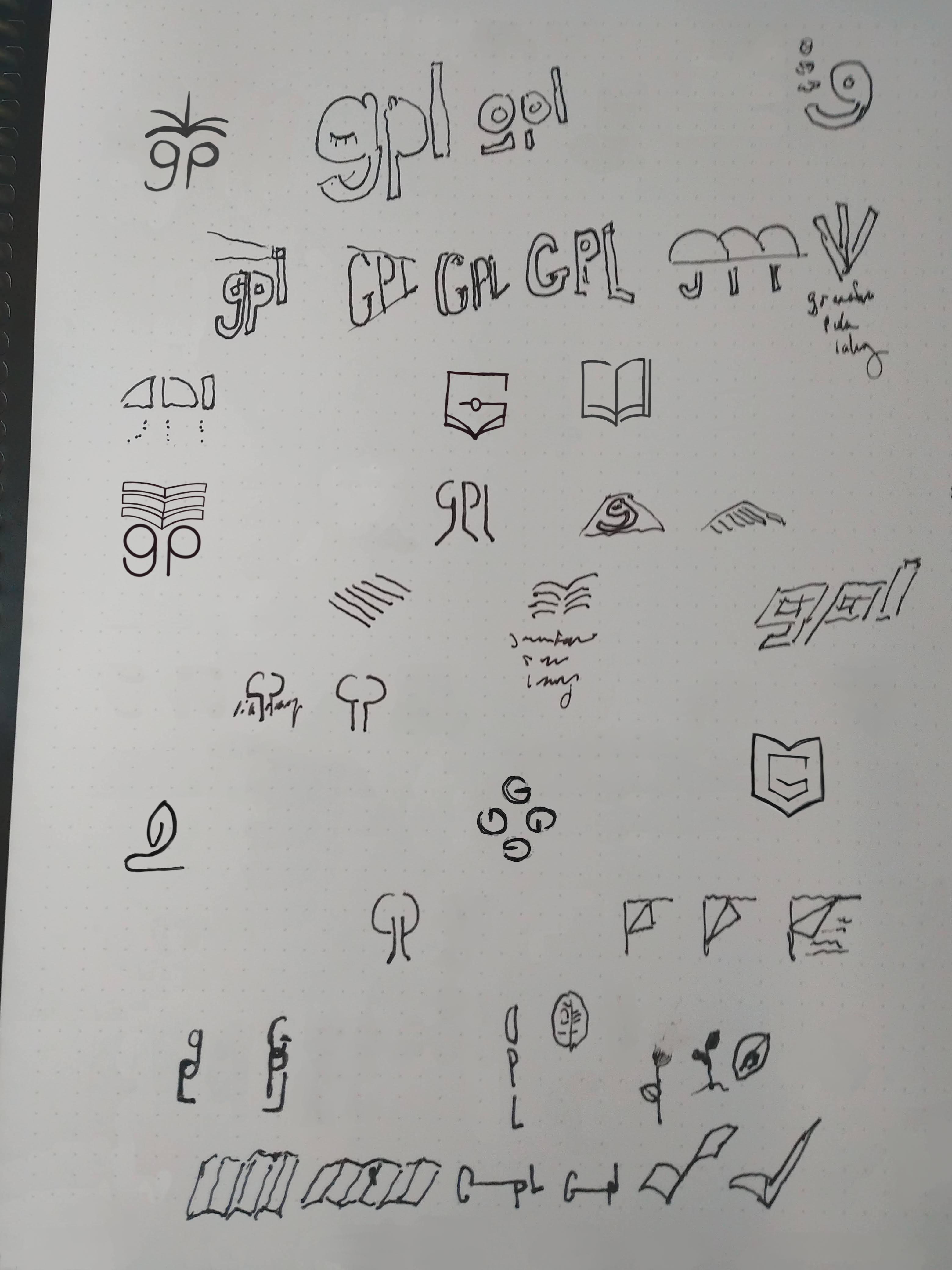 visual of page of illustrated logo early ideas